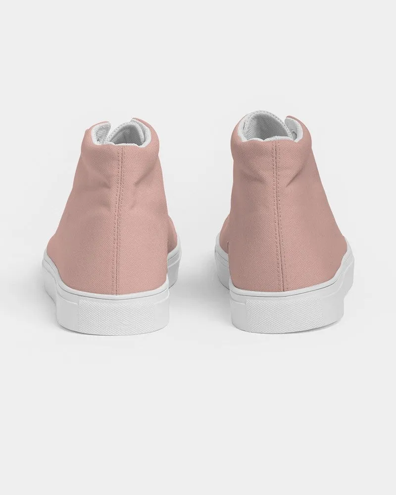 Pale Pastel Pink Red Men's High-top Canvas Sneakers | Men's | Bright Pale Pastel Pink Red | C0M30Y22K0