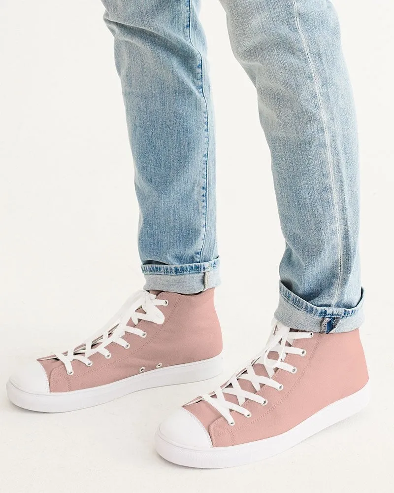 Pale Pastel Pink Red Men's High-top Canvas Sneakers | Men's | Bright Pale Pastel Pink Red | C0M30Y22K0