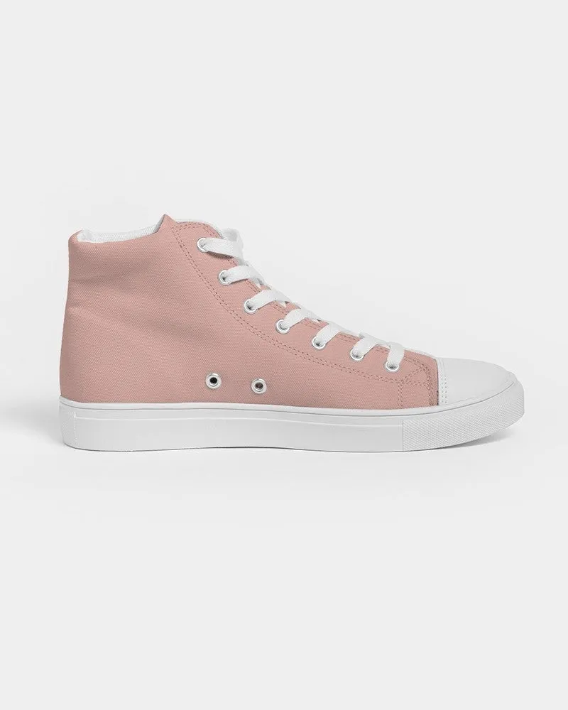 Pale Pastel Pink Red Men's High-top Canvas Sneakers | Men's | Bright Pale Pastel Pink Red | C0M30Y22K0