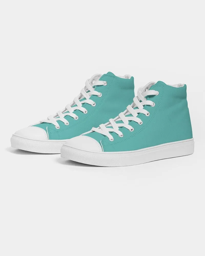 Pastel Blue Cool Green Women's High-top Canvas Sneakers | Women's | Bright Pastel Blue Cool Green | C60M0Y30K0