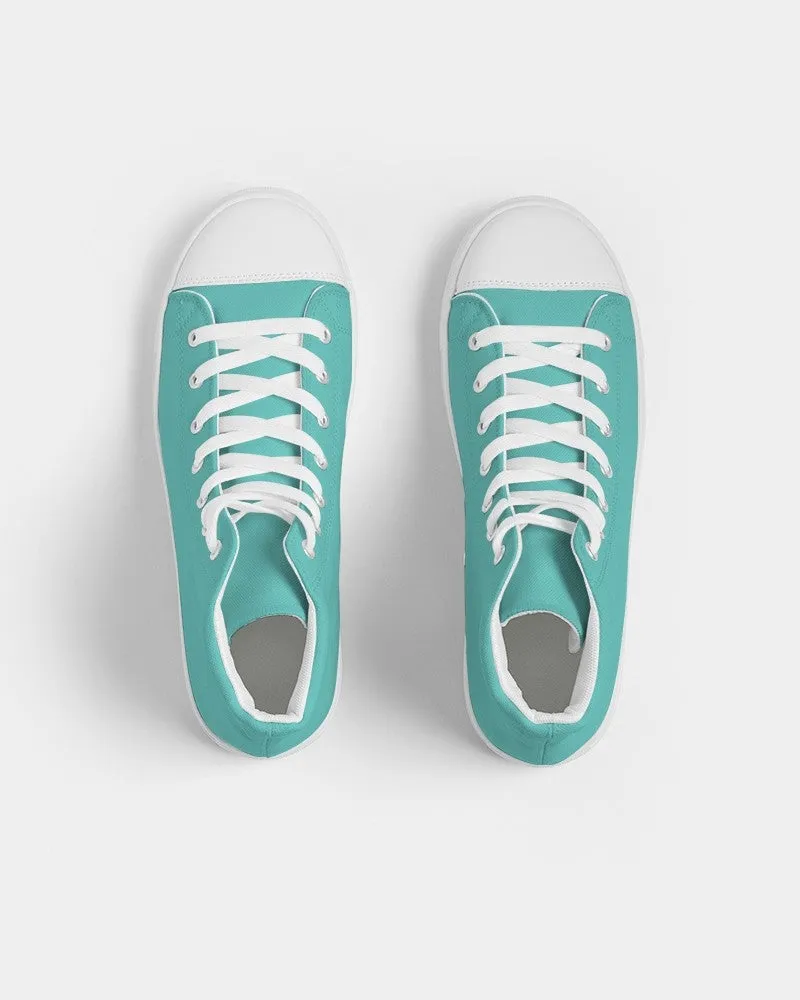 Pastel Blue Cool Green Women's High-top Canvas Sneakers | Women's | Bright Pastel Blue Cool Green | C60M0Y30K0