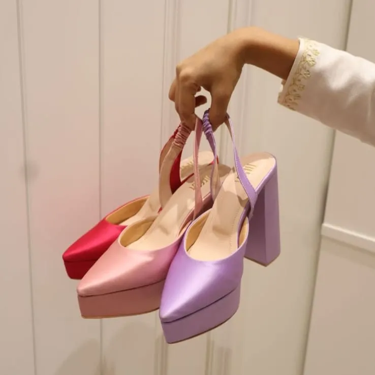 Pink Block Heels I Tiesta for Radhika Merchant