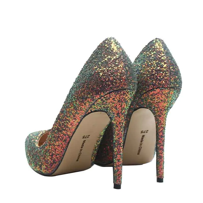 Powder Pink Glitter Heels Party Stiletto for Women