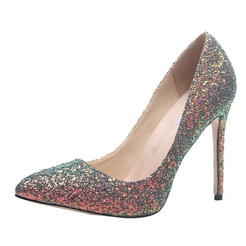 Powder Pink Glitter Heels Party Stiletto for Women