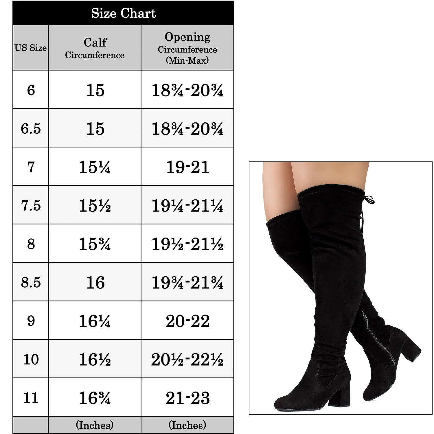 "Wide Calf & Wide Width" Stretchy Over The Knee Boots BLACK