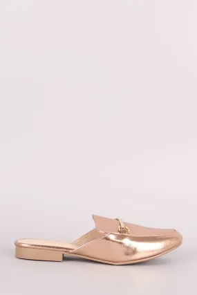 Qupid Horsebit Slip On Loafer Mules