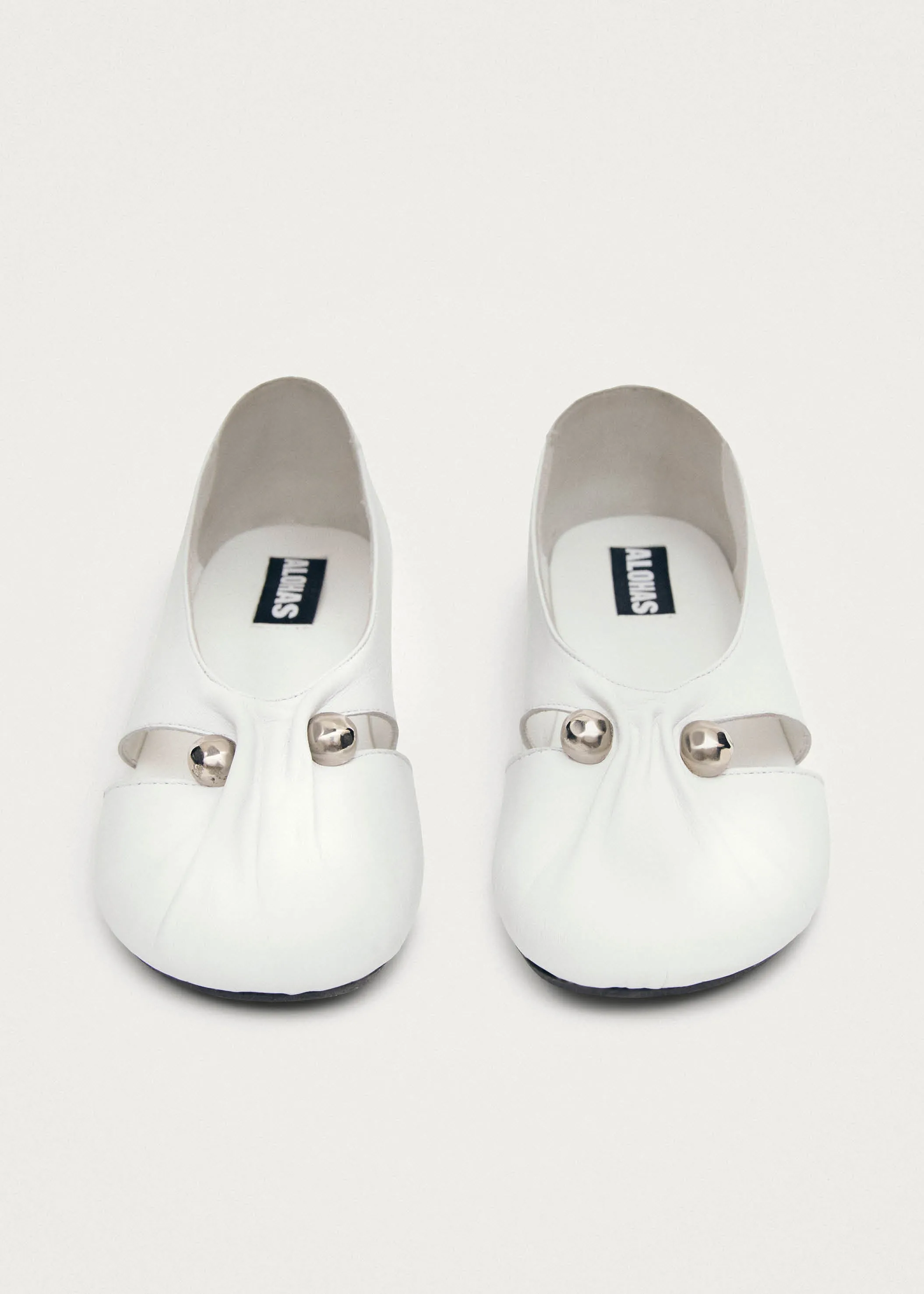 Ravena White Leather Ballet Flats