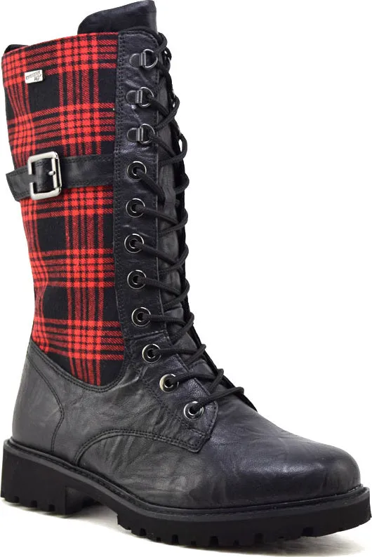 REMONTE D8674-02  Red Tartan Combat Boots