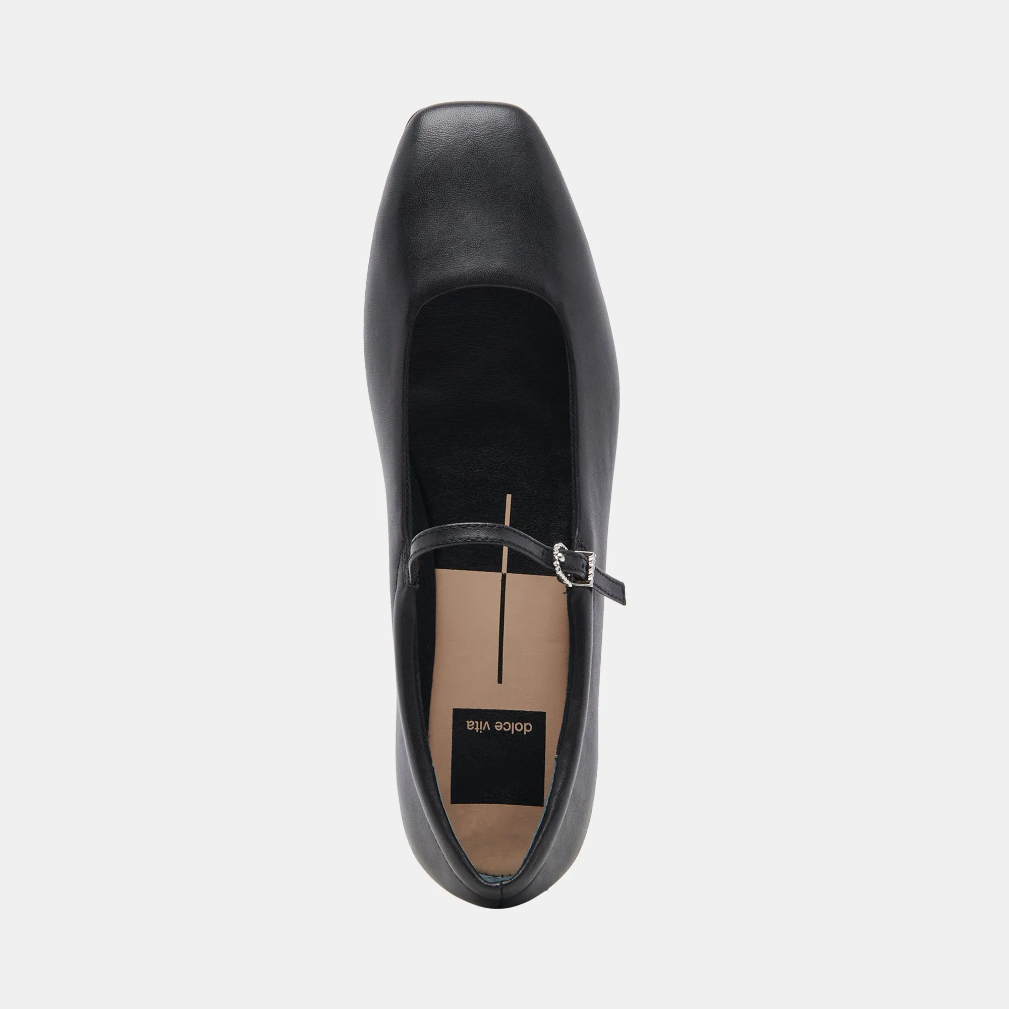 REYES WIDE BALLET FLATS BLACK LEATHER