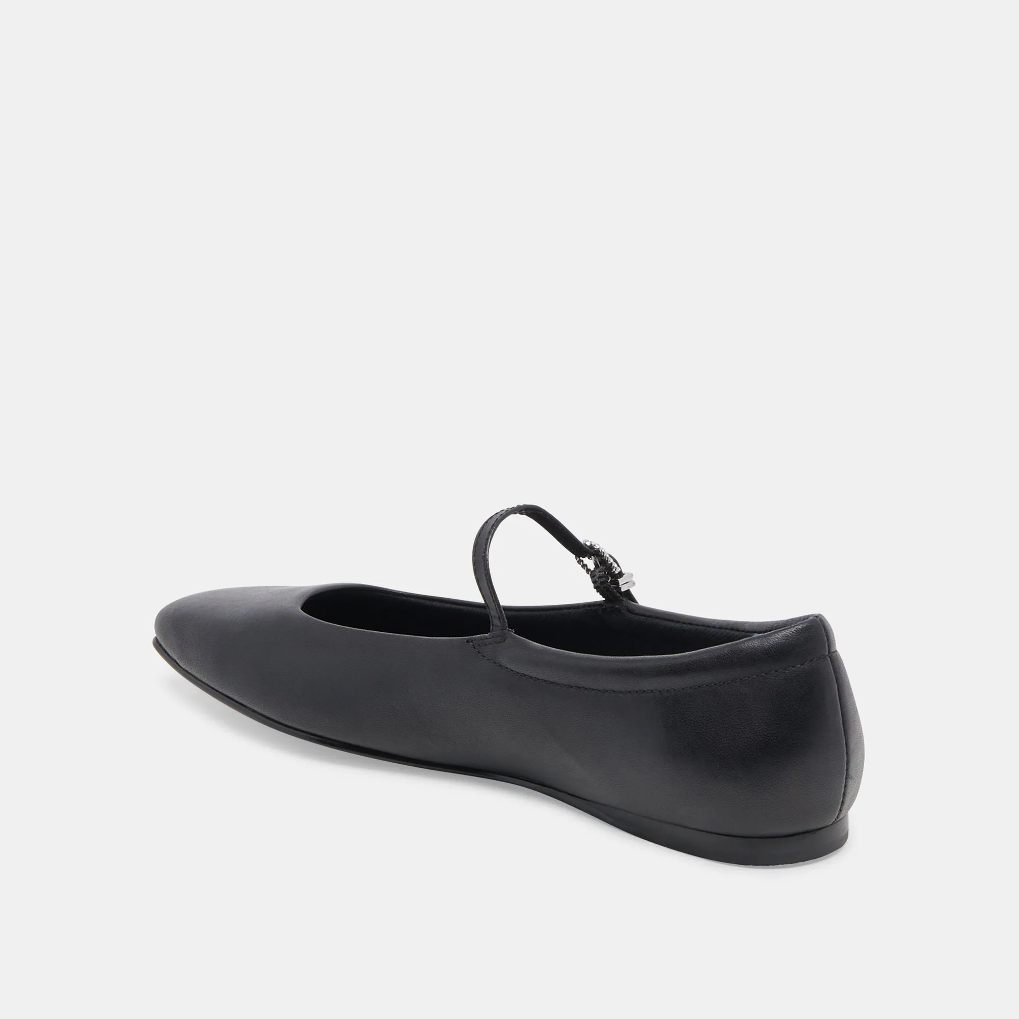 REYES WIDE BALLET FLATS BLACK LEATHER