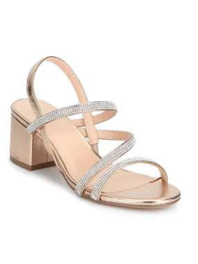 Rose Gold Diamante Strap Sandals