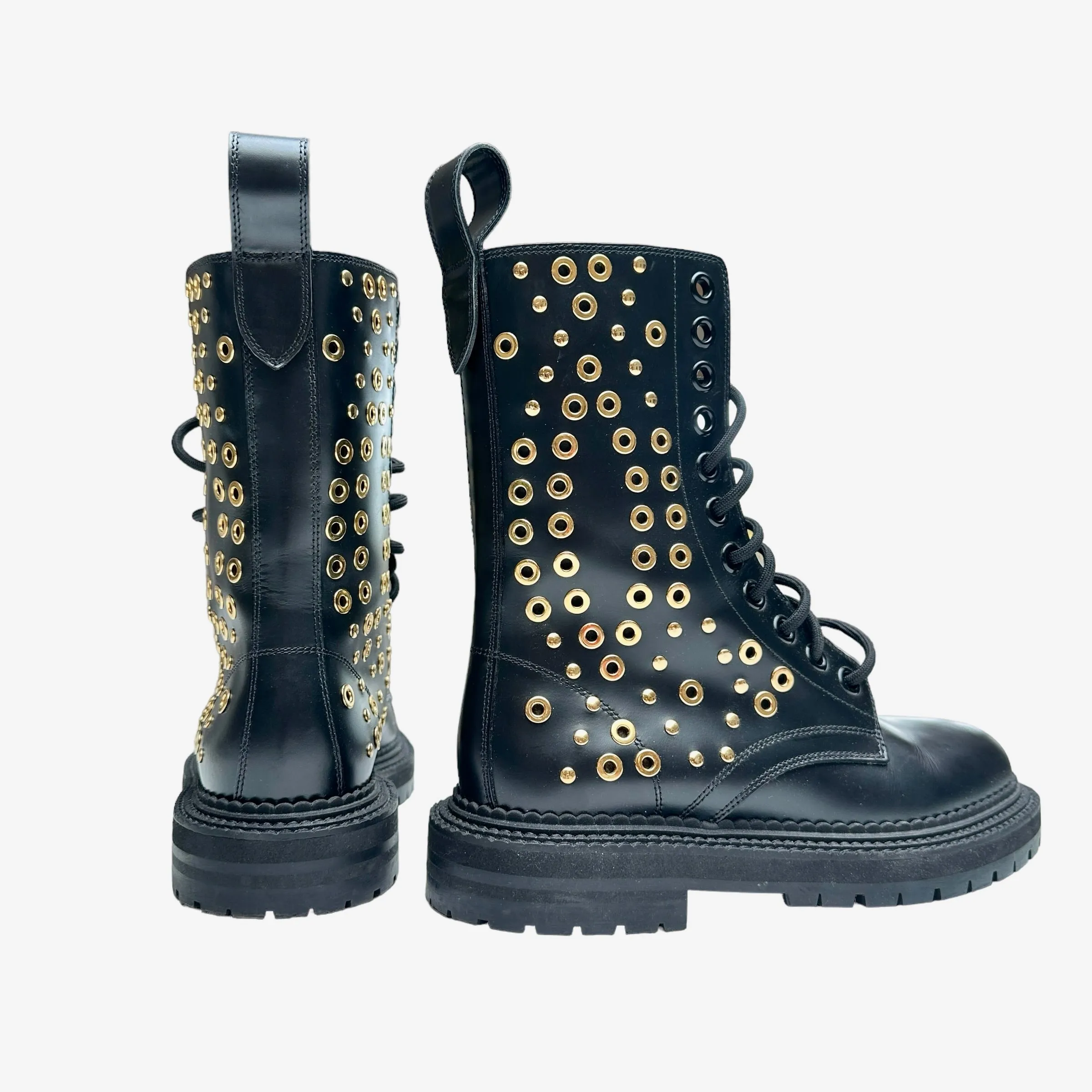 Studded Combat Boots - 7