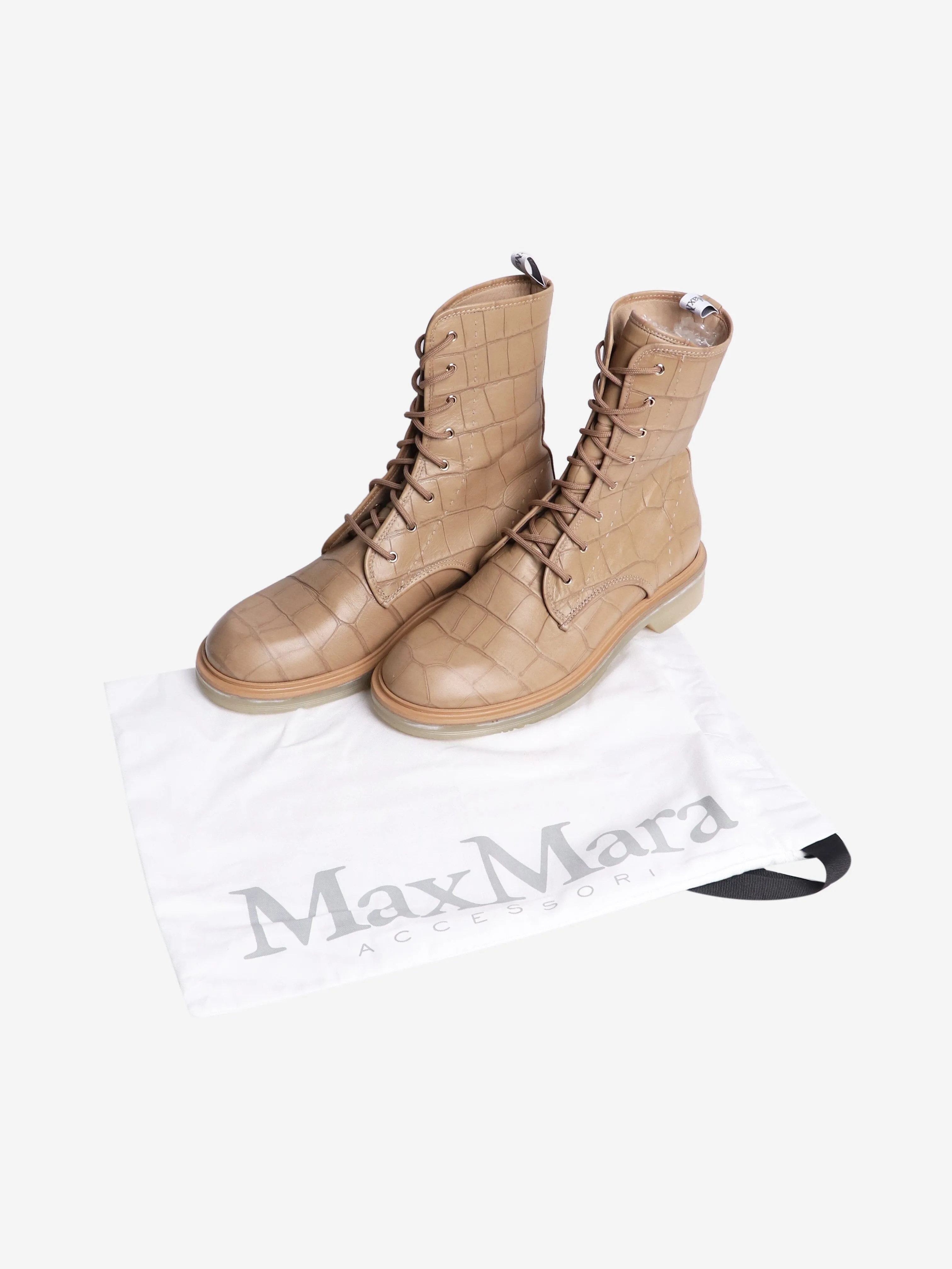 Tan Bly combat boots - size EU 40