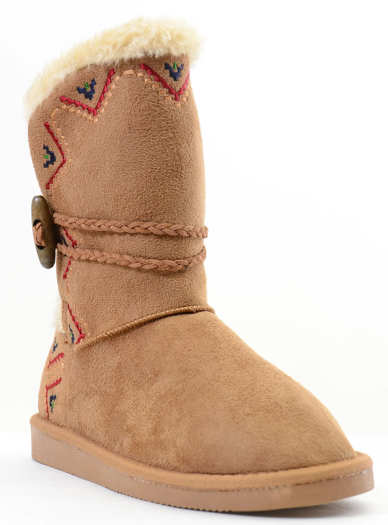 Tribal Zig-Zag Shearling Vegan Fur Suede Womens Boots