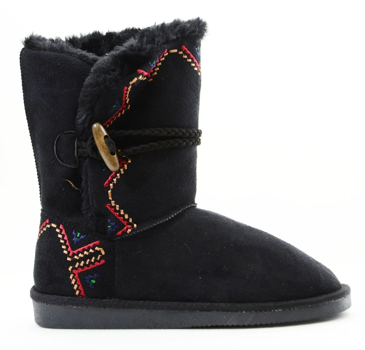 Tribal Zig-Zag Shearling Vegan Fur Suede Womens Boots