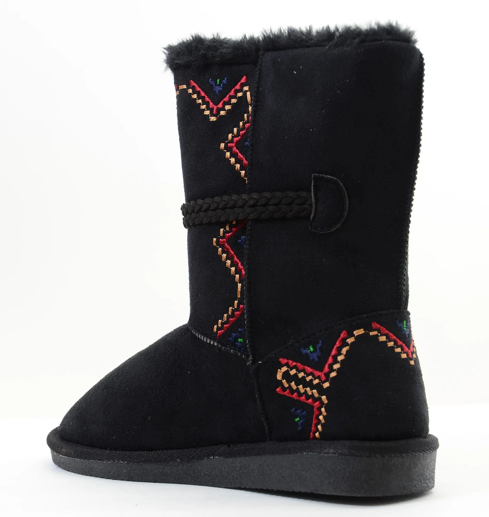 Tribal Zig-Zag Shearling Vegan Fur Suede Womens Boots