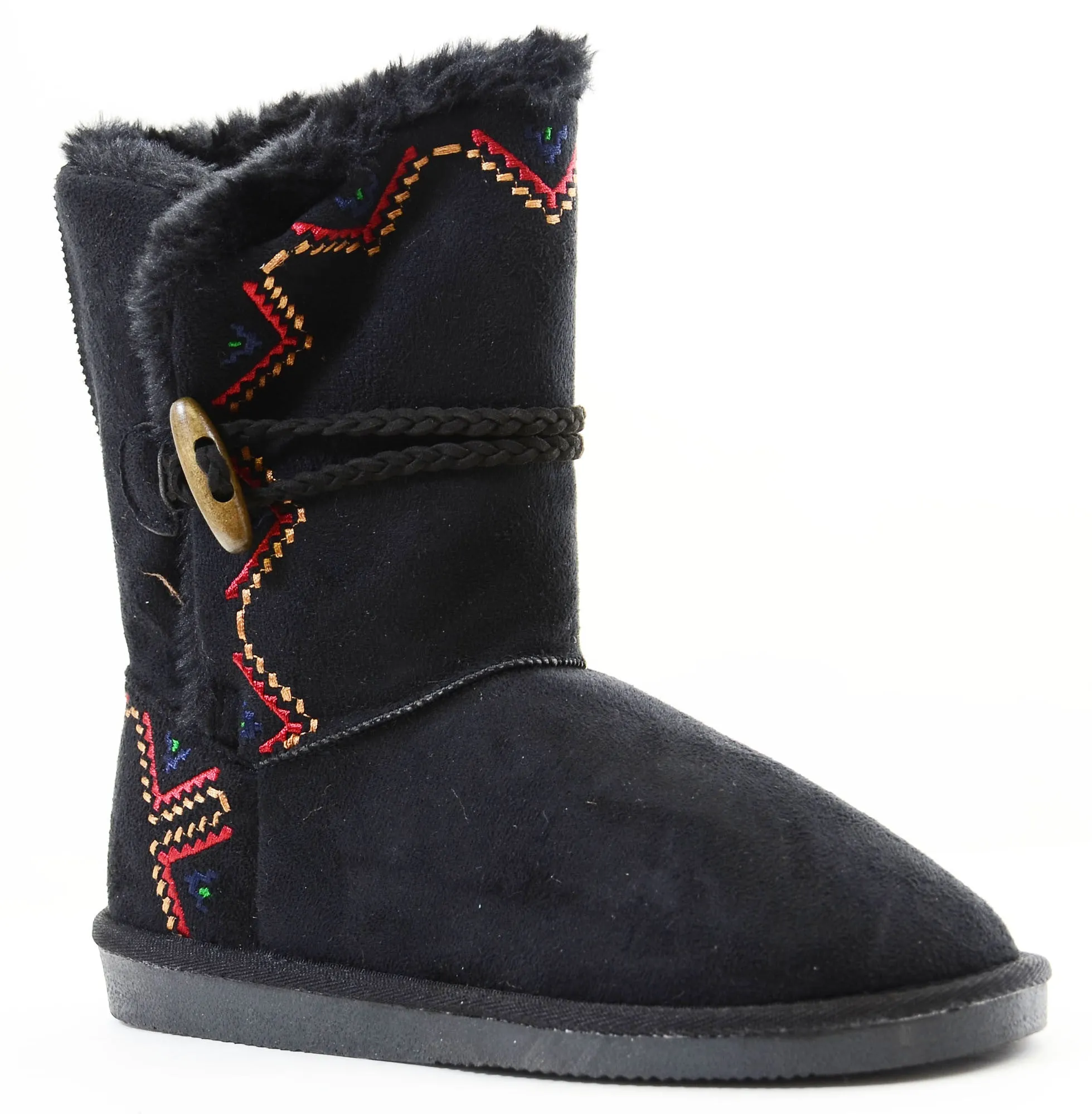 Tribal Zig-Zag Shearling Vegan Fur Suede Womens Boots