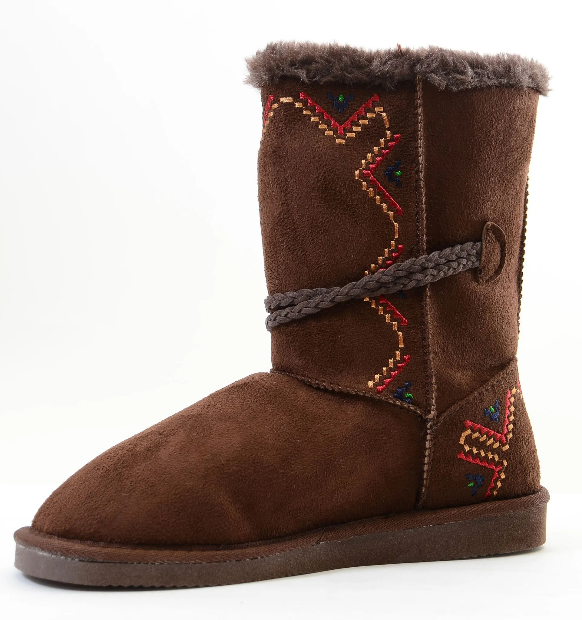 Tribal Zig-Zag Shearling Vegan Fur Suede Womens Boots