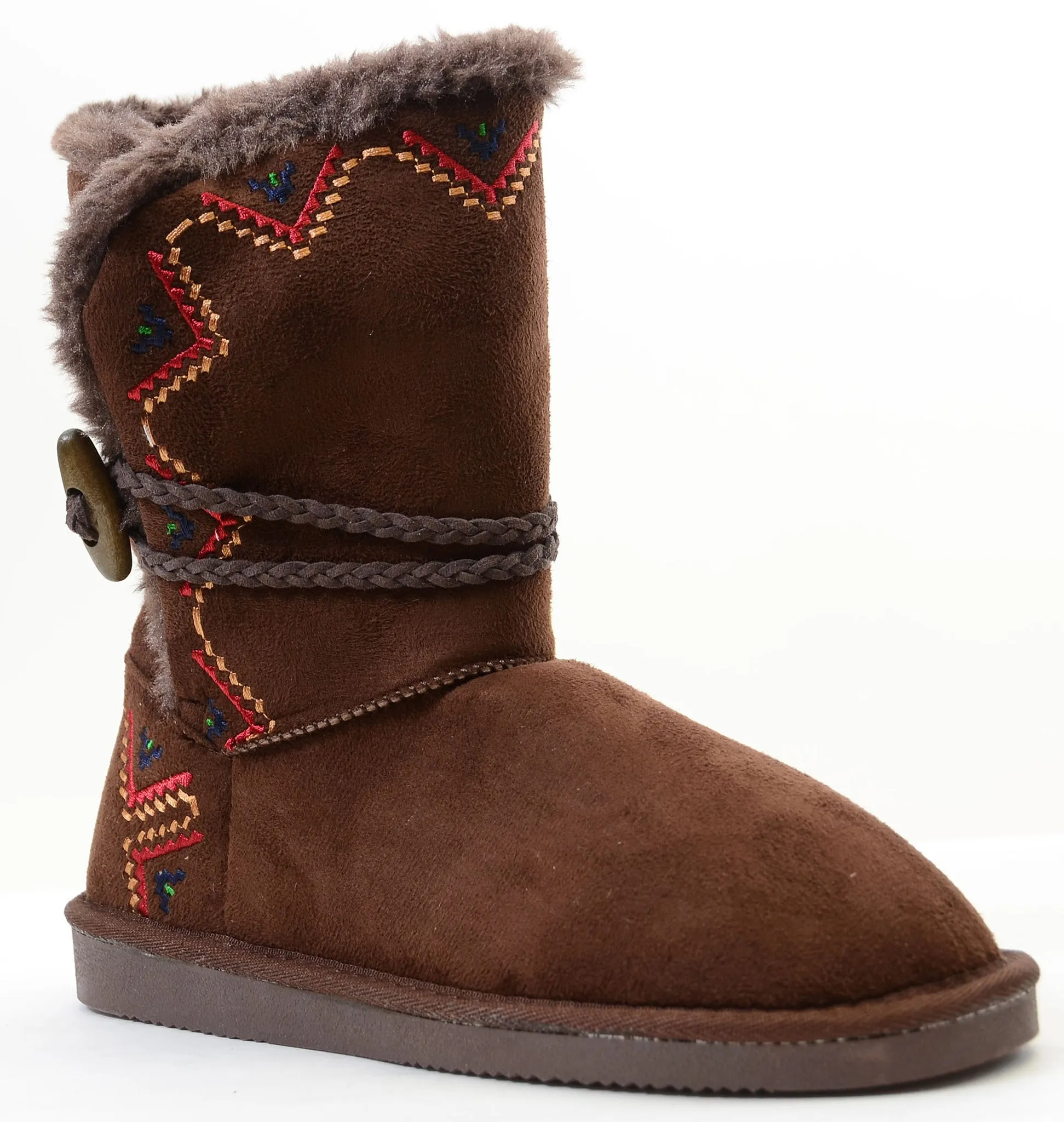 Tribal Zig-Zag Shearling Vegan Fur Suede Womens Boots