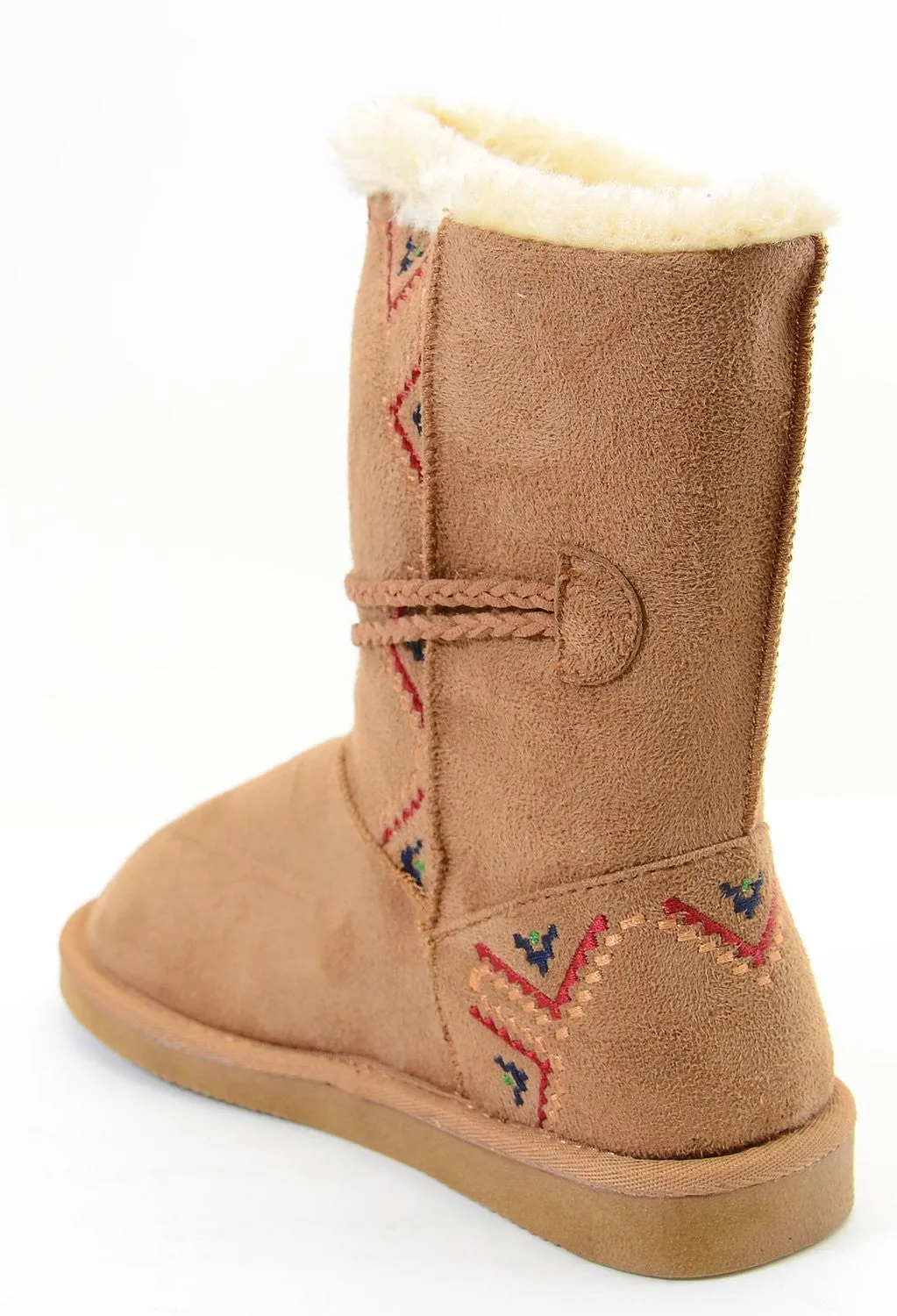 Tribal Zig-Zag Shearling Vegan Fur Suede Womens Boots