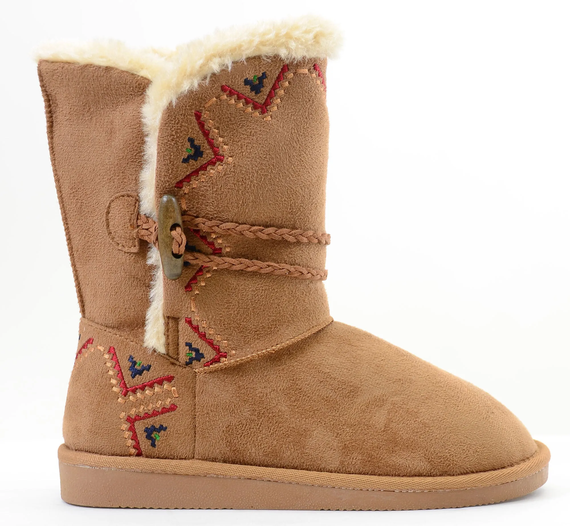 Tribal Zig-Zag Shearling Vegan Fur Suede Womens Boots