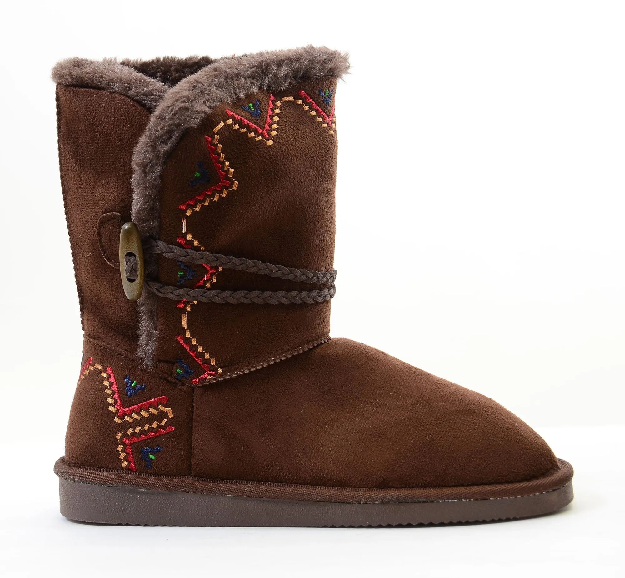 Tribal Zig-Zag Shearling Vegan Fur Suede Womens Boots