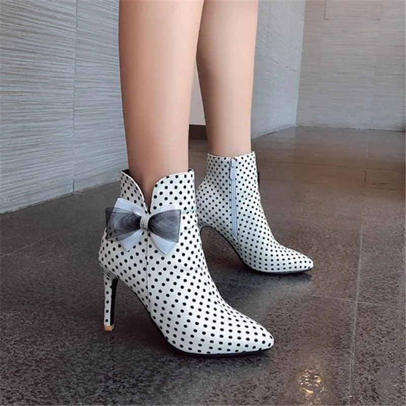 Women Pointed Toe Zipper Thin Heel Ankle Boots