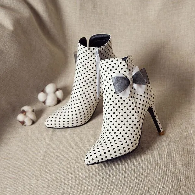 Women Pointed Toe Zipper Thin Heel Ankle Boots