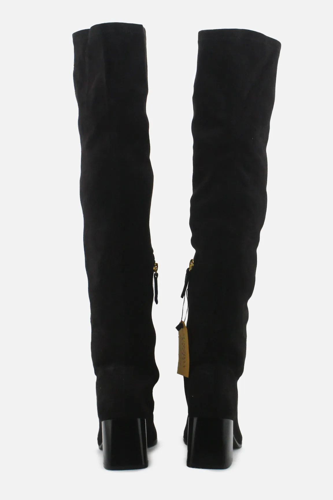 Zara Zipper Block Heels Over The Knee Boots | Textile