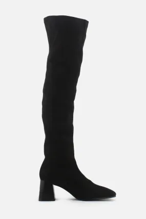 Zara Zipper Block Heels Over The Knee Boots | Textile