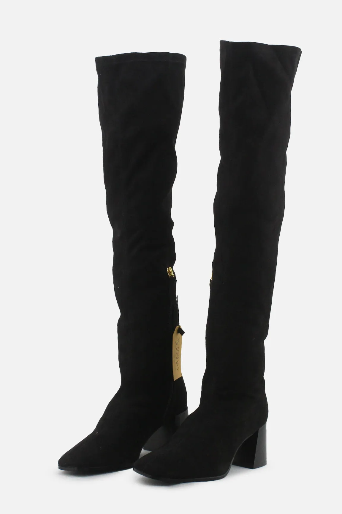 Zara Zipper Block Heels Over The Knee Boots | Textile