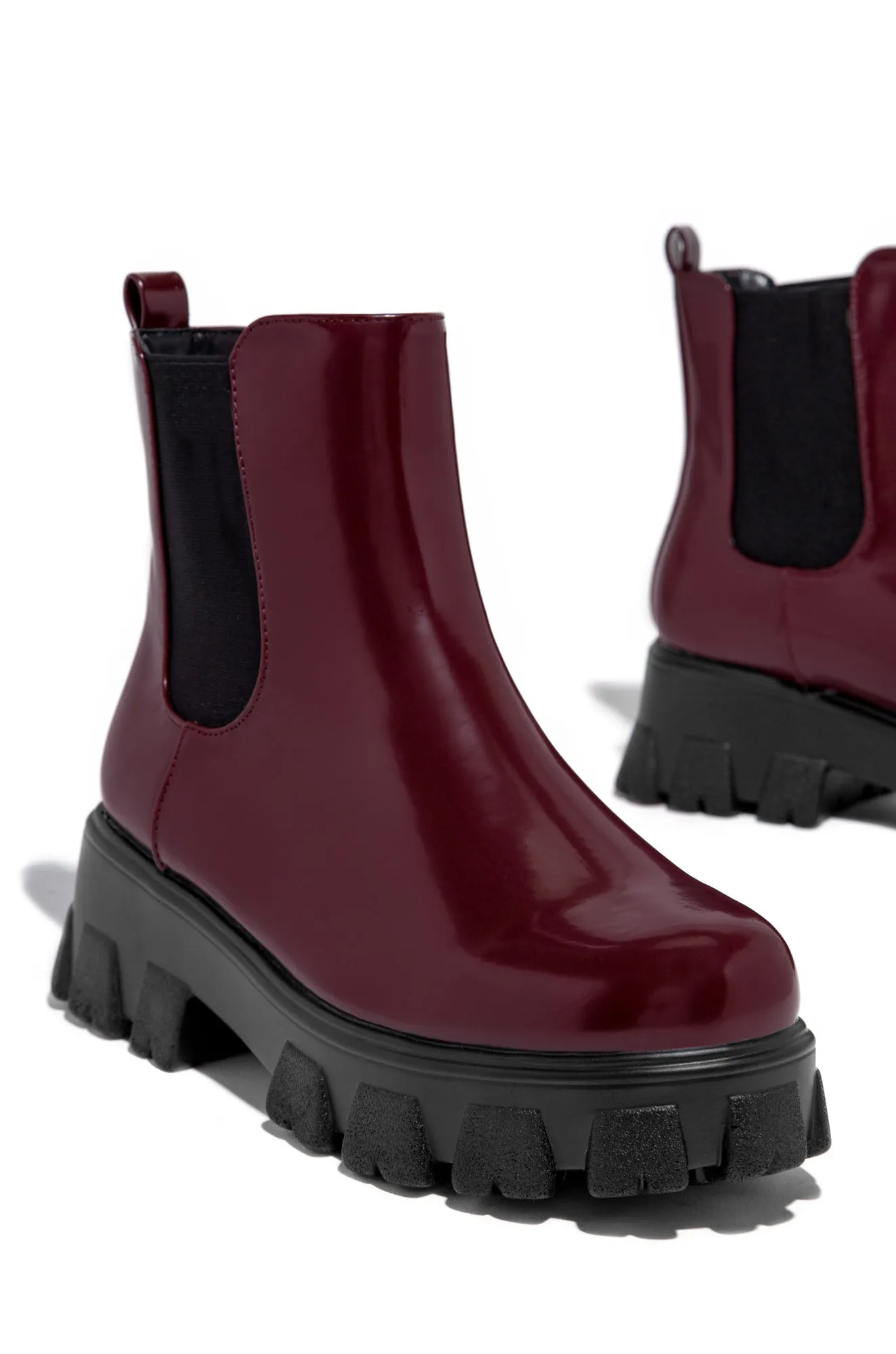 Zuzanna Combat Boots - Burgundy